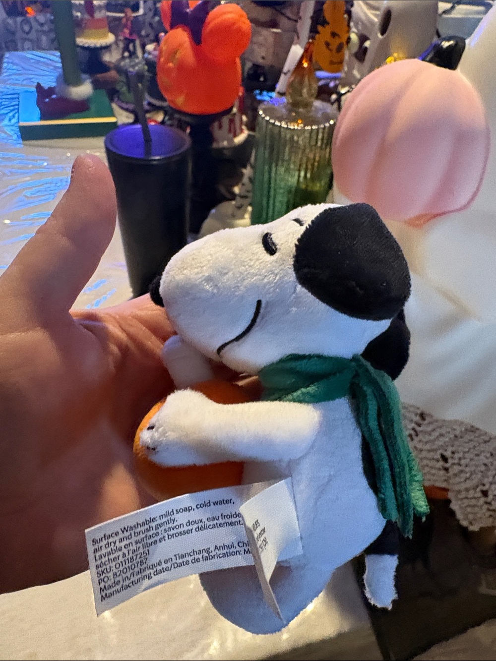 Starbucks 2026 Snoopy Plush Dog Keychain - White, Black & Orange - Picture 2 of 3
